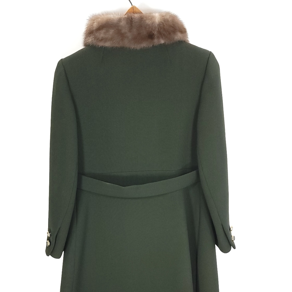 Vtg Lord & Taylor Coat Women's S? Faux Fur Collar Green Lined Retro Look - Picture 3 of 13